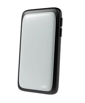 3D Render Black Smartphone icon mockup with blank white screen on white Stock Illustration