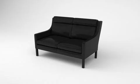 3D render of a black sofa isolated on a white background 스톡 일러스트
