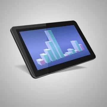 3d render of black tablet pc with market Stock Illustration