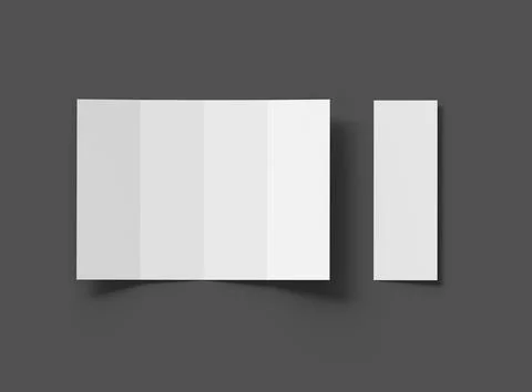 3d render of a Blank 4-roll fold A4 size leaflet to present your design. Stock Illustration