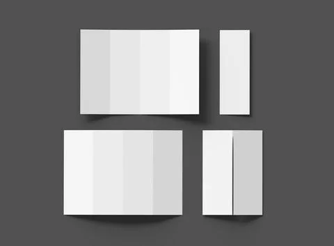 3d render of a Blank 4-roll fold A4 size leaflet to present your design. Stock Illustration