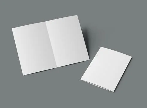3d render of a blank A4 Half Sheet Folded brochure  to present your design. Stock Illustration