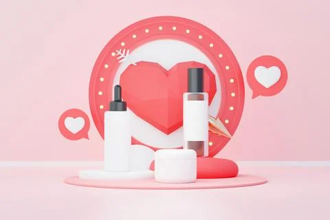 3d render of blank cosmetics skincare product or packaging for mock up. Bea.. 스톡 일러스트