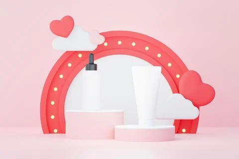 3d render of blank cosmetics skincare product or packaging for mock up. Bea.. 스톡 일러스트