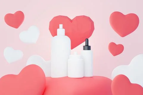 3d render of blank cosmetics skincare product or packaging for mock up. Bea.. Stock Illustration