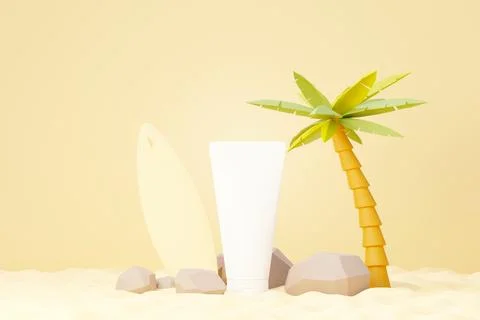 3d render of blank cosmetics skincare product or packaging for mock up. Bea.. Stock Illustration
