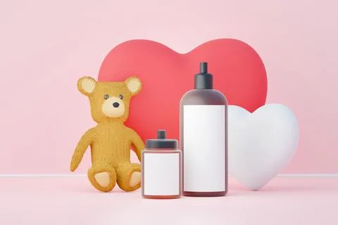 3d render of blank cosmetics skincare product or packaging for mock up. Bea.. Stock Illustration