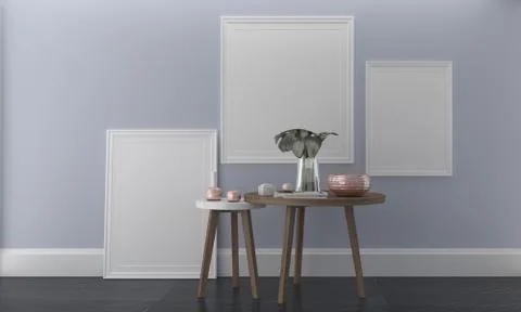 3d render of blank frames  with some decoratives Stockillustratie