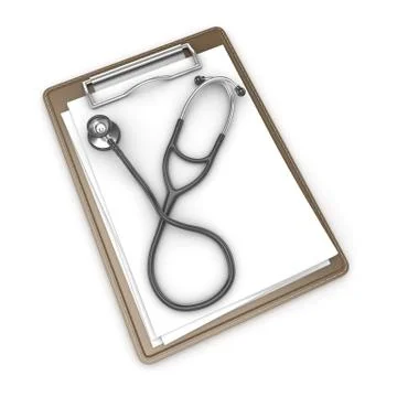 3d render of blank notepad and stethoscope Stock Illustration