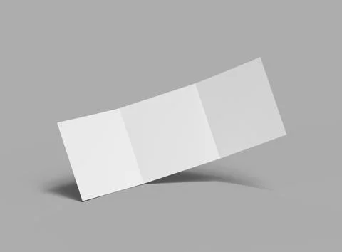 3d render of a blank square Tri-fold square brochure to present your design Stock Illustration