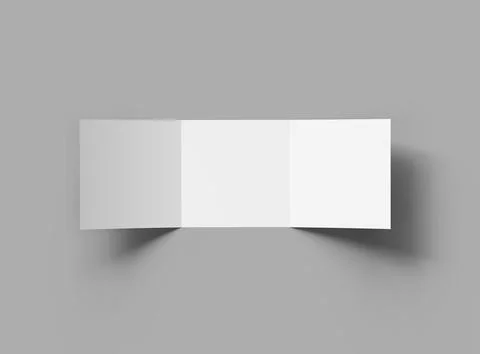 3d render of a blank square Tri-fold square brochure to present your design Stock Illustration