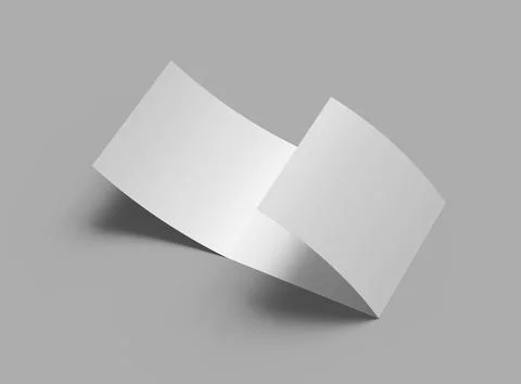 3d render of a blank square Tri-fold square brochure to present your design Stock Illustration