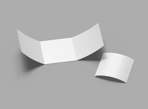 3d render of a blank square Tri-fold square brochure to present your design Stock Illustration