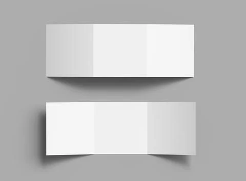 3d render of a blank square Tri-fold square brochure to present your design Stock Illustration