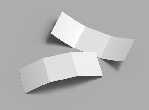 3d render of a blank square Tri-fold square brochure to present your design Stock Illustration