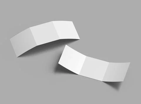 3d render of a blank square Tri-fold square brochure to present your design Stock Illustration