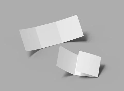 3d render of a blank square Tri-fold square brochure to present your design Stock Illustration