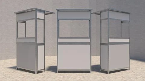 3D Render Blank Trade Show Booth Mockup Stock Illustration