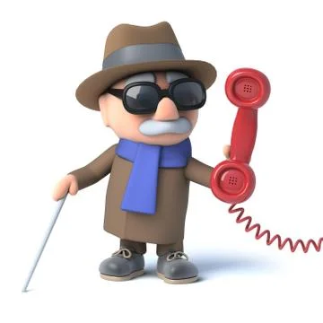 3d render of a blind man holding a telephone handset Stockillustratie
