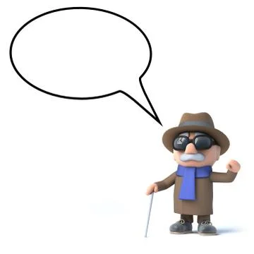 3d render of a blind man with a speech balloon Stockillustratie