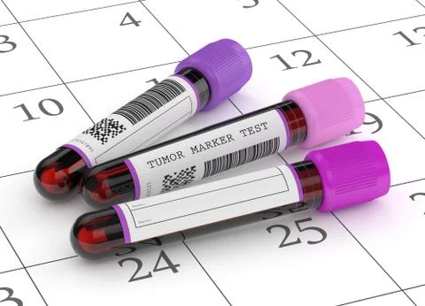 3d render of  blood samples with tumor markers test Illustrazione stock