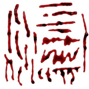 3d render of blood stain design elements, splatter or spatter for crime sce.. Stock Illustration