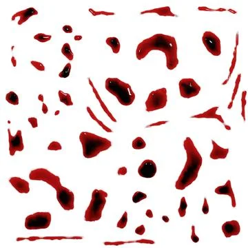 3d render of blood stain design elements, splatter or spatter for crime sce.. Stock Illustration