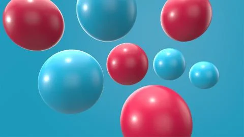 3d render blue and red sphere background. 3d objects geometric shape 스톡 일러스트