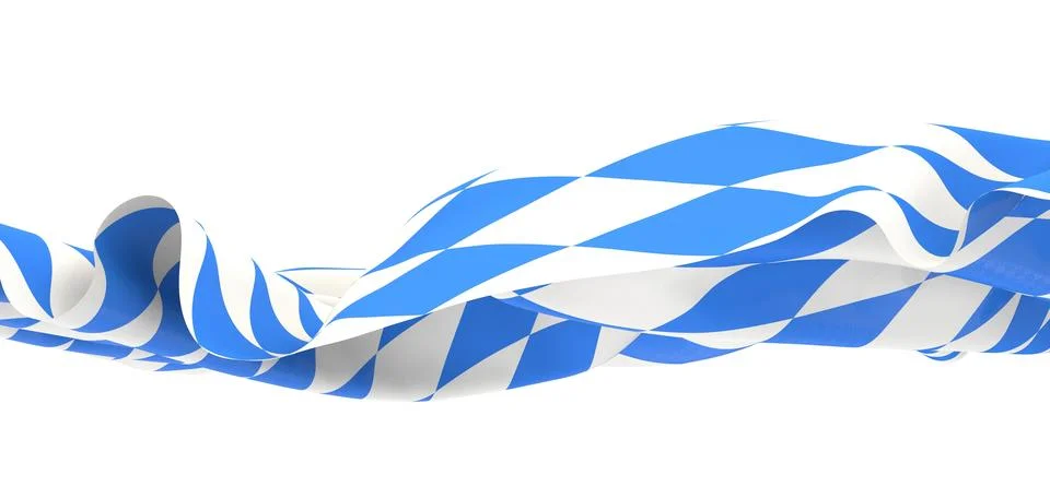 3D render blue and white abstract checkered flag with wave effect on white Stock Illustration