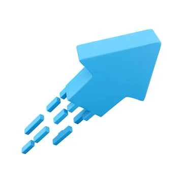 3d render blue arrow icon. 3d render Blue flexible stock arrows up growth icon Stock Illustration