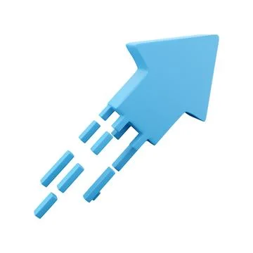 3d render blue arrow icon. 3d render Blue flexible stock arrows up growth icon Stock-Illustration