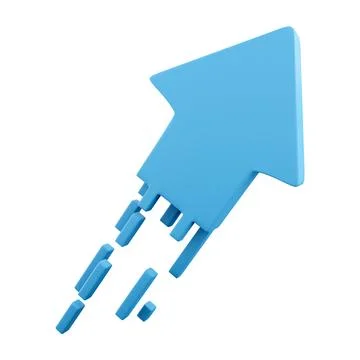 3d render blue arrow icon. 3d render Blue flexible stock arrows up growth icon Illustrazione stock
