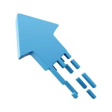 3d render blue arrow icon. 3d render Blue flexible stock arrows up growth icon Stock Illustration