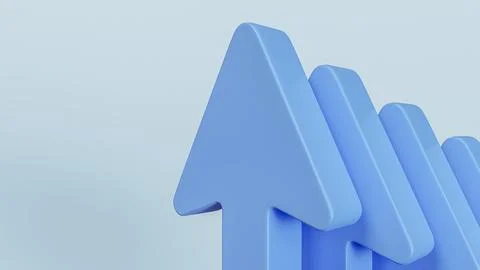 3d render of blue arrows pointing in the same direction Stock Illustration