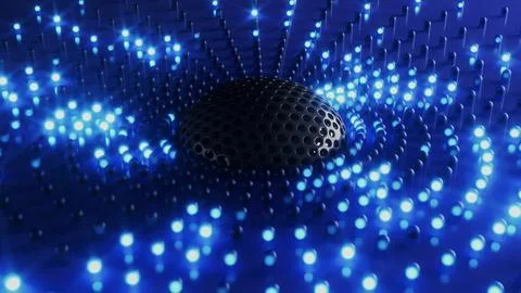3d render Blue background with circular led glowing dots 스톡 일러스트