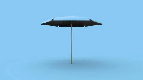 3D render of blue beach umbrella background isolated summer Stock Illustration