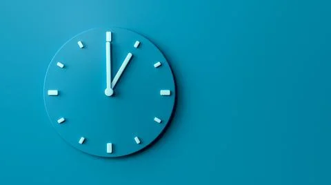 3D render of a a blue clock on a blue wall Stockillustratie