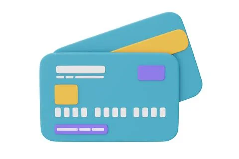 3d render of blue credit cards isolated on light background,paying and cash b Stock Illustration
