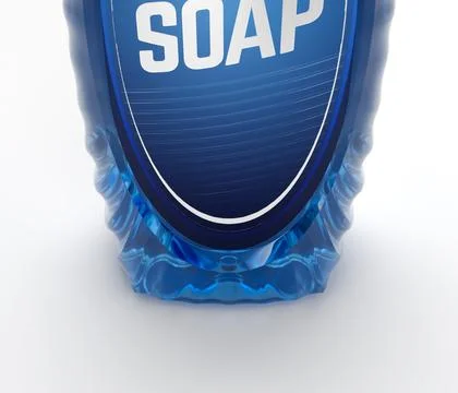 3D Render of Blue Dish Soap Bottle on White Background Stock Illustration