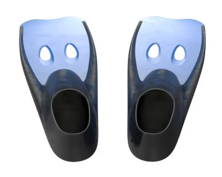 3D render of blue diver flippers isolated on white Stock Illustration