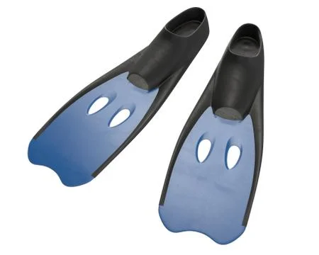 3D render of blue diver flippers isolated on white Stock Illustration