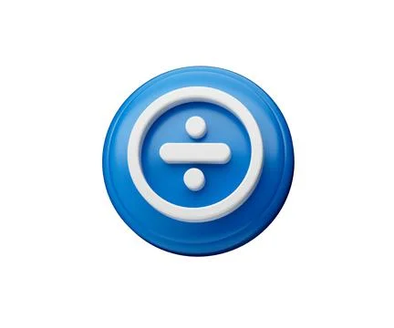 3d render of blue Division icon button isolated on white background 스톡 일러스트