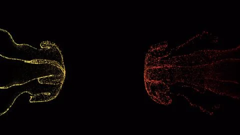 3d render of blue exploding with particles and depth of field. Warm bright .. Illustrazione stock