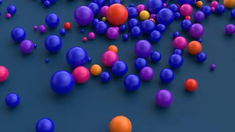 3d render of blue flat surface covered by vibrant blue, red, purple and blue  Stock Illustration