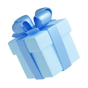 3D render blue gift box with ribbon, male package Stock Illustration