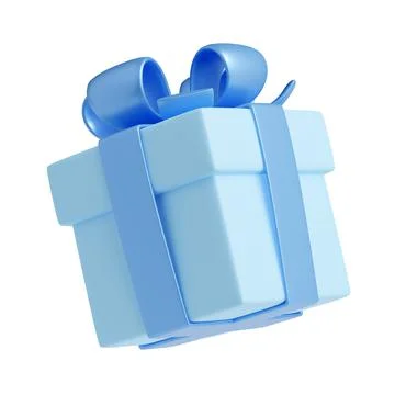 3D render blue gift box with ribbon, male package Stock Illustration