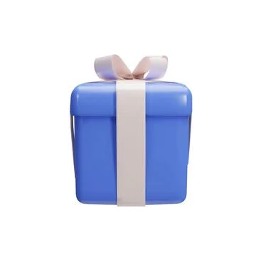 3D render blue gift box in front view Stock Illustration