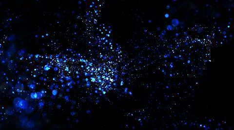 3d render. Blue glowing particles circles in the air. abstract background with Illustrazione stock