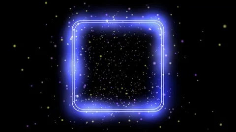 3D render of blue glowing square frame with particles creating abstract Stock Footage 334446274