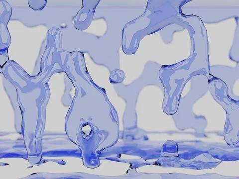3D render of a blue liquid splash on a white surface Illustrazione stock